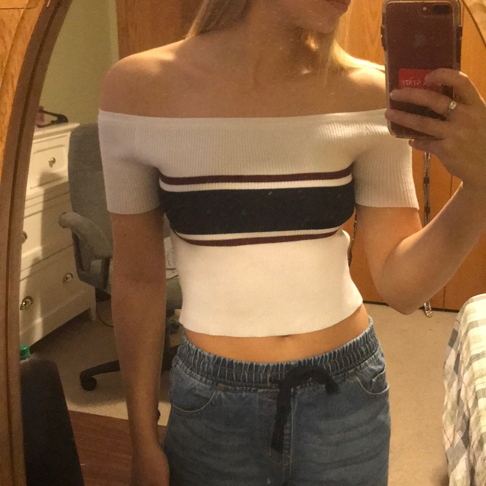 Off the shoulder white crop